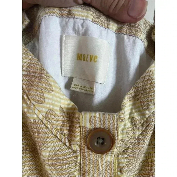 Maeve Anthropologie Yellow Seersucker Cotton Button-Front Dragonfly Dress Sz 4 - Picture 5 of 5